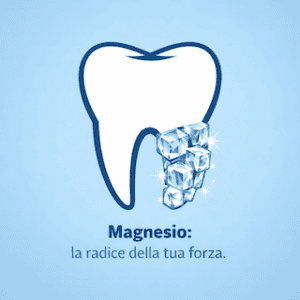 L'immagine rappresenta in modo creativo e surreale il legame tra la carenza di magnesio e la salute dentale. La scena è ambientata su una spiaggia al tramonto con toni caldi di arancione e rosa nel cielo.
Al centro dell'immagine si trova un grande dente molare bianco e lucido, posizionato sulla sabbia come un monumento. Un'onda stilizzata e cristallina, di colore azzurro brillante, si solleva drammaticamente alle spalle del dente, assumendo la forma di una mano scheletrica che sembra voler afferrare il dente. All'interno dell'onda sono visibili cristalli luminosi di magnesio con l'etichetta "RIMEDI NATURALI".