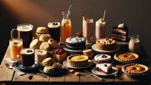 Alimenti ricchi di zuccheri aggiunti come bibite, biscotti, torte e dolci industriali