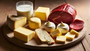 Alimenti di origine animale come carne rossa, burro, formaggi e latte intero