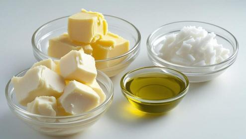 cosmetici naturali fai da te: 4 cucchiai di burro di karité non raffinato__4 cucchiai di olio di cocco solido 2 cucchiai di olio d’oliva